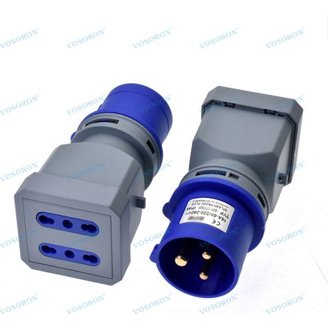 CEE 2P-Stecker auf Doppel-2P-Buchse-Adapter, 2er-Pack, Industriestecker, 3-polig, 16 A (1/5)