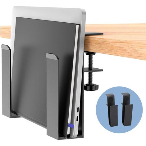 Support latéral réglable pour ordinateur portable, rangement de bureau, fixation par pince, pour ordinateur portable, idéal pour la maison ou le bureau. (1/5)