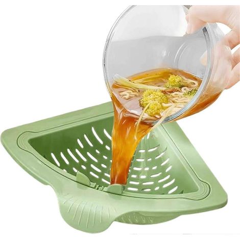 Crépine d'angle magnétique pour évier, panier récupérateur déchets alimentaires, filtre anti-obstruction pliable fixation latérale vert (1/5)