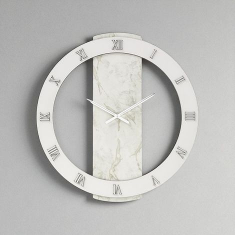 Orologio rotondo D60 cm NOAH  in legno rivestito con parato Argento (1/2)