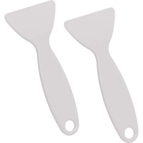 Set di 2 raschietti per ghiaccio in plastica per sbrinare il frigorifero, per la pulizia della casa e dei vetri, 13,5 cm, bianco. (1/5)
