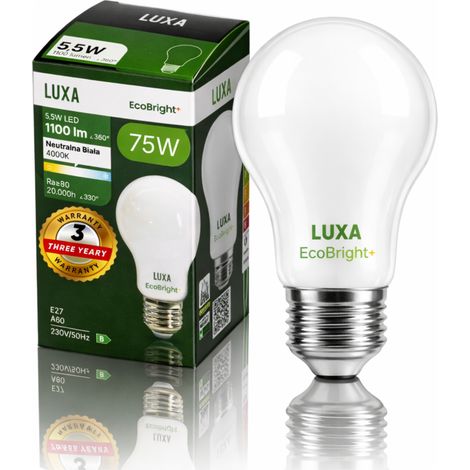 LED-Lampe E27 Glühfaden Klasse B A 60 5,5 W 1100 lm = 75 W 4000 K Lux EcoBright (1/5)
