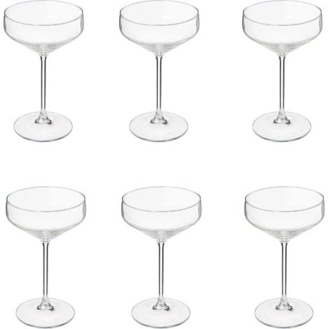 Lot de 6 coupes à champagne 30cl – Verre transparent – Forme ronde – Pour célébrations et événements – Secret De Gourmet (1/2)