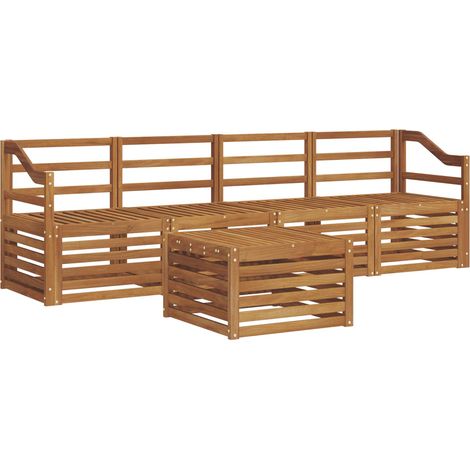 Ensembles de canapés 5 pcs Salon de jardin Naturel Bois d'Acacia Massif