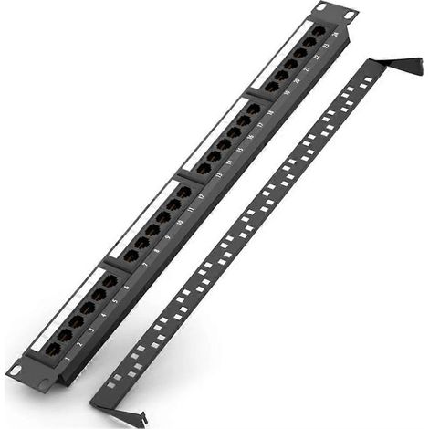 24-Port CAT6 UTP RJ45 Patchpanel, 19-Zoll-1HE-Kabelgehäuse, vergoldete Frontplatte, 50HE Rackmontage, Rückseite (1/5)