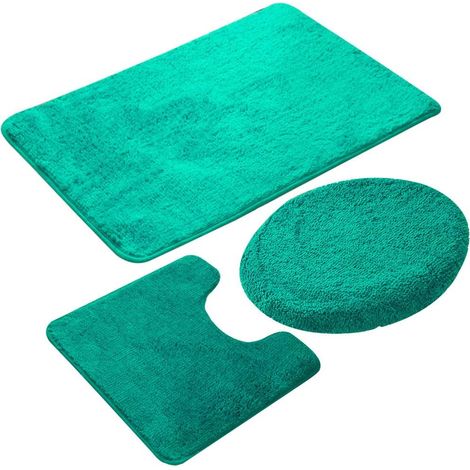 Tappetino da bagno in memory foam extra morbido e assorbente - Tappetino antiscivolo - Copriwater - Tappetino sagomato a U (verde) (1/5)