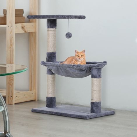 Árbol para gatos con hamaca de felpa, 50 x 36 x 70 cm, gris OKMYHOME (1/5)