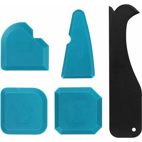 Kit de joints en silicone, 5 pièces : spatule de lissage pour joints, outil de calfeutrage, mastic de finition en silicone pour joints de cuisine et salle de bain. (1/5)