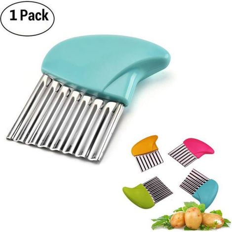 Coupe-Frites Ondulé - Couteau à Lame Crantée en Acier Inoxydable - Pour Pommes de Terre Fruits et Légumes - 1 Pièce (1/4)