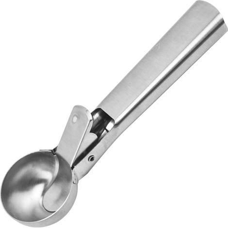 Cuillère à glace, cuillère à pâte à biscuits en acier inoxydable avec bouton-poussoir, ustensile de cuisine professionnel (1/2)
