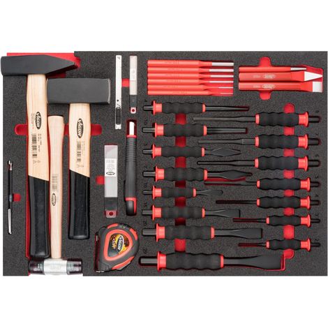 Hammer, chisel and drift pin set ∙ V6817 ∙ L x W x H: 563 mm x 393 mm x 35 mm ∙ Numero utensili: 51