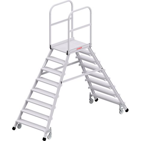 Hymer Podesttreppe fahrbar, beidseitig begehbar, 2x8 Stufen, Standhöhe 1,95 m