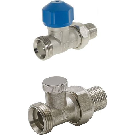 Kit robinet droit thermostatisable + Té de réglage droit Mâle 1/2" (15/21) / Mâle 3/4 EK (eurocône) - Arcanaute (1/3)