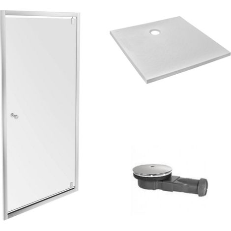 JACOB DELAFON Plato de ducha Ipso 90 x 90 + pared puerta pivotante + desagüe