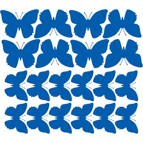 Pegatinas de pared de mariposas grandes, 20 unidades, azul brillante.