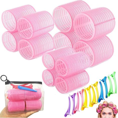 Bigoudis Cheveux Long Sans Chaleur Set avec pinces, Boucle Sans Chaleur, Heatless Hair Curlers, Auto-agrippants Rouleaux Cheveux pour Brushing, Hair Rollers pour Styles Cheveux Court, Moyens et Longs (1/5)