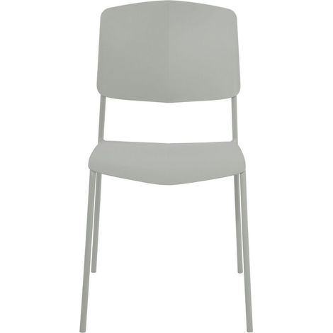 Academy Kitchen Chairs (Set of 2) - Plastic/Metal - L49.5 x W45.5 x H83.5 cm - Light Grey - Flat Packed