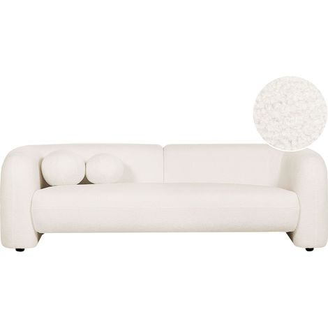 Divano 3 posti in poliestere bianco con gambe dorate stile glamour Loen