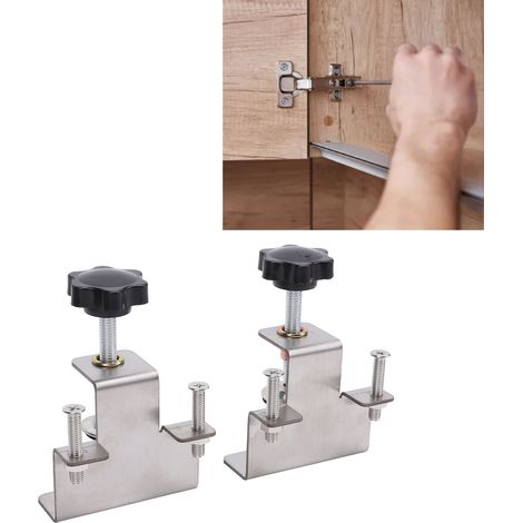 [Klemme] - [2-teiliges Set] Universelle Klemme zur Montage von Schubladenfronten, Edelstahlkonstruktion, rutschfeste Gelenke, Tragfähigkeit 90 kg, Werkzeug für professionelle oder Heimwerker-Holzbearb (1/5)