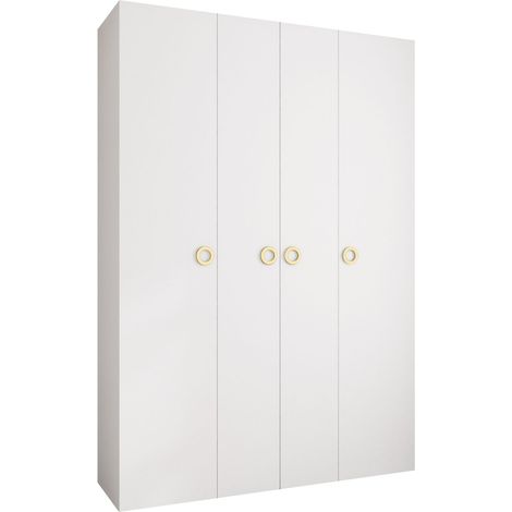 Armario Hartford 554, Blanco, 246x170x52cm, Puertas de armario: Con bisagras, Número de estantes: 12 (1/5)