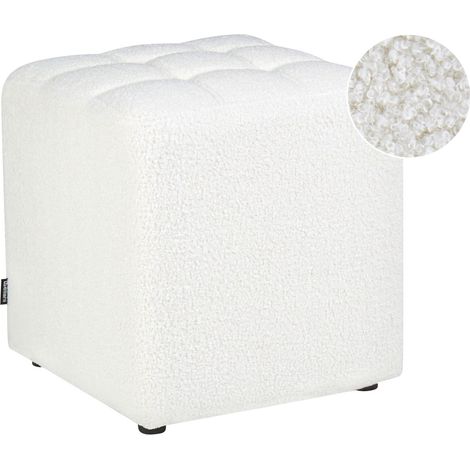 Pouf KANSAS Bouclé Weiß
