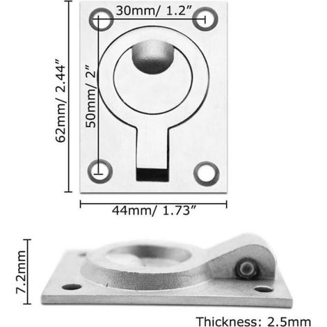 Poignée Trappe - Acier Inoxydable 304 - 62 x 44 mm - Pour Bateau Yacht Casier - Lot de 2 (1/5)