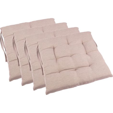 Sitzkissen 4er-Set beige Stuhlkissen Polsterauflage Sitzauflage Stuhlauflage