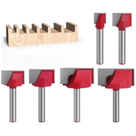 Lot de 6 Fraise de nettoyage pour fond de rabotage, 6mm Tige Fraisage à Menuiserie Fraise à Bois Fin Double Tranchant Nettoyage du Fond de Bois Routeur Bits Dia de Coupe 10/16/20/22/30/32mm (1/4)