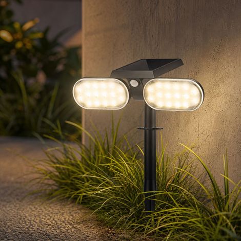 Projecteur solaire extérieur double tête LED 32 lampes, détection de mouvement PIR 8m, étanche IPX5, réglable, pour jardin et terrasse (1/5)
