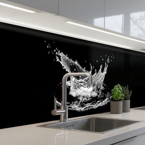 Kitchen Splashback Water - Splash - Water - Black 300x60 cm