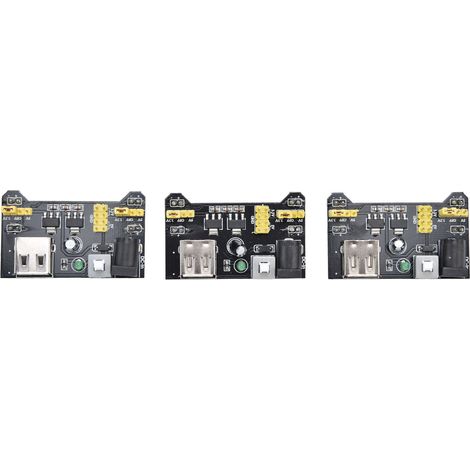 Lot de 3 modules d'alimentation pour plaque d'essai MB102, entrée 6.5-12V DC, sortie USB 3.3V/5V (1/5)