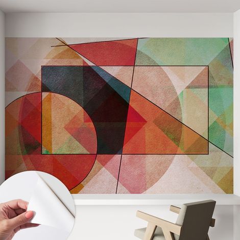 Papier peint autocollant avec imprimé décoratif pour salon et chambre à coucher Installation facile Abstraction géométrique 152x104 cm (1/5)