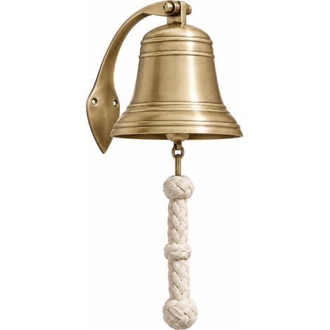Cloche murale marine en laiton vieilli avec corde 33 cm (1/2)