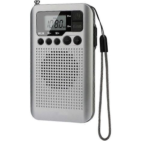 Mini radio portable AM/FM, radio de poche à piles, haut-parleur stéréo, écran LCD, prise casque, horloge (1/5)