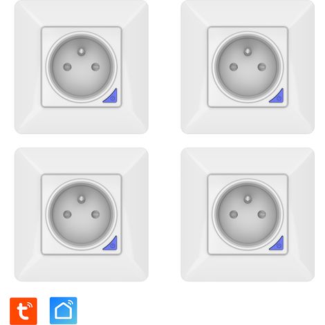 Lot de 4 Prises intérieures encastrées 3000W connectées Wifi + Suivi de consommation + Compatible assistants vocaux (1/5)