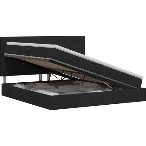 Maison Exclusive - Letto con contenitore e materasso Nero 200 x 200 cm Tessuto (1/5)