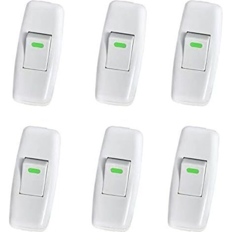 3x6.5cm 6 Pack Lamp Switch, Torpedo Switch, Line Cord Switch, Bedside Lamp Switch, Inline Rocker Switch for Bedside Table Lamp Replacement (1/5)