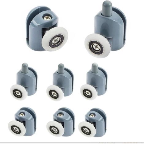 8 Pièces Poulie de Porte Douche,Roulette Porte Coulissante Douche,25mm Galets de Porte de Douche Antirouille roulettes Cabine de Douche Robuste Durable pour Cabine Salle de Bains Porte en Verre (1/5)
