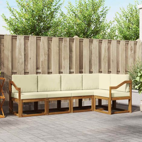 Outdoor-Sofagarnitur mit Kissen 5 pcs Natur und Creme