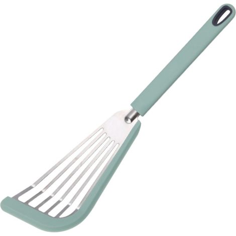Spatule - Silicone Alimentaire - Acier Inoxydable - Résistante Chaleur 220 °C - Pour Friture Omelette Poisson - 35 x 10 cm - 1 Pièce (1/5)