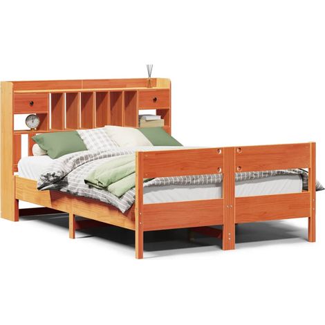 Maison Exclusive - Letto Libreria senza Materasso Marrone Cera 140x200 cm in Pino