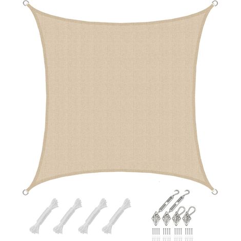 3x3 Vela Solare Quadrata - Tenda da Sole Traspirante - Tendalino con Fissaggio