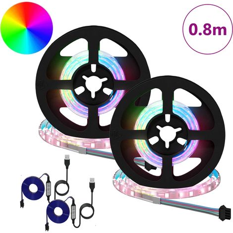 Bande LED 2 pcs Noir et Transparent 400 mm Cuivre et plastique
