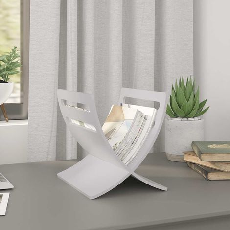 Wooden Magazine Rack Floor Standing White vidaXL