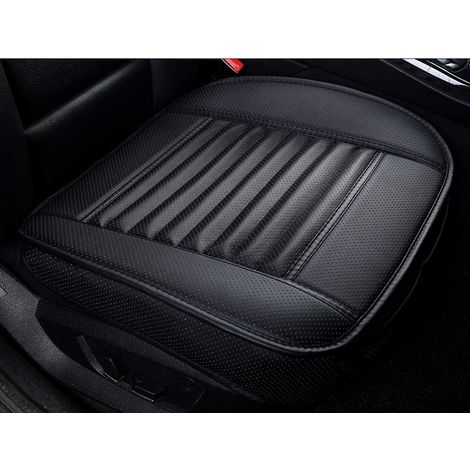Housse de Siège de Voiture Avant Universelle Super Respirant Charbon de Bois de Bambou Cuir PU,20,8  20,1’’(1 Pièce-Noir) (1/5)