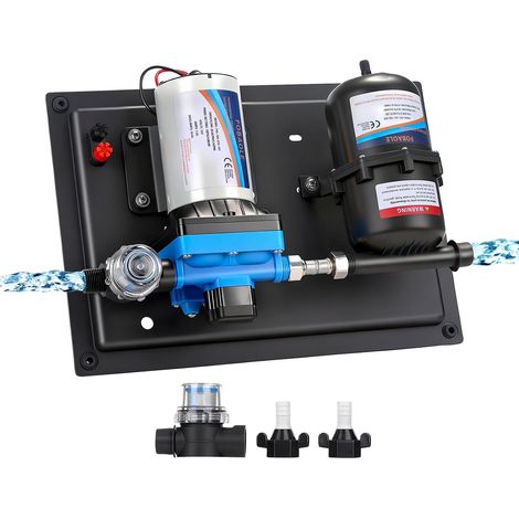 Pompe à eau, pompe à membrane auto-amorçante 12 V CC, débit 5,5 GPM (20,8 L/min), pression de 55 PSI et réservoir pré-rempli de 0,75 L (125 PSI) pour camping-car, caravane, yacht, jardin, fourgon amén (1/5)