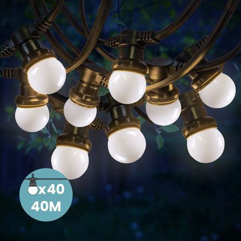 Guirlande Guinguette 40M Blanc IP65 - Guirlande Electrique Exterieur 40 Bulbes - Guirlande Guinguette Exterieur Boheme Déco pour Domaines et Parcs (1/5)