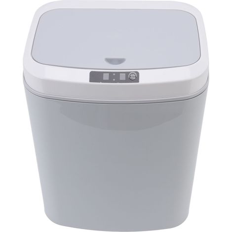 Poubelle Intelligente 16L avec Commande Infrarouge, Bouton Manuel et Éclairage Nocturne Gris (1/5)