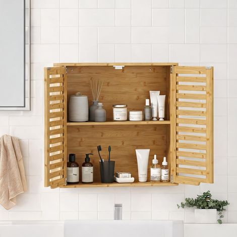 Meuble de salle de bain madera Natural en bambú 60 x 20 x 60 cm (1/5)