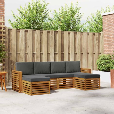vidaXL Sofagarnituren 6 pcs Natur und Anthrazit Massivholz Akazie (1/5)